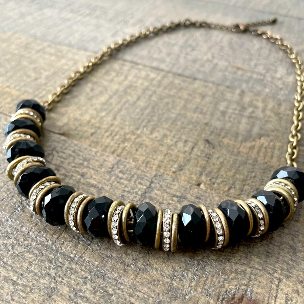 Talbots Statement gold and black necklace
